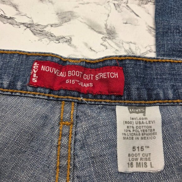 Levi's 16 Mis L Medium Wash Blue 515 Bootcut Stretch Low Rise Jeans (Flawed) - Picture 10 of 12